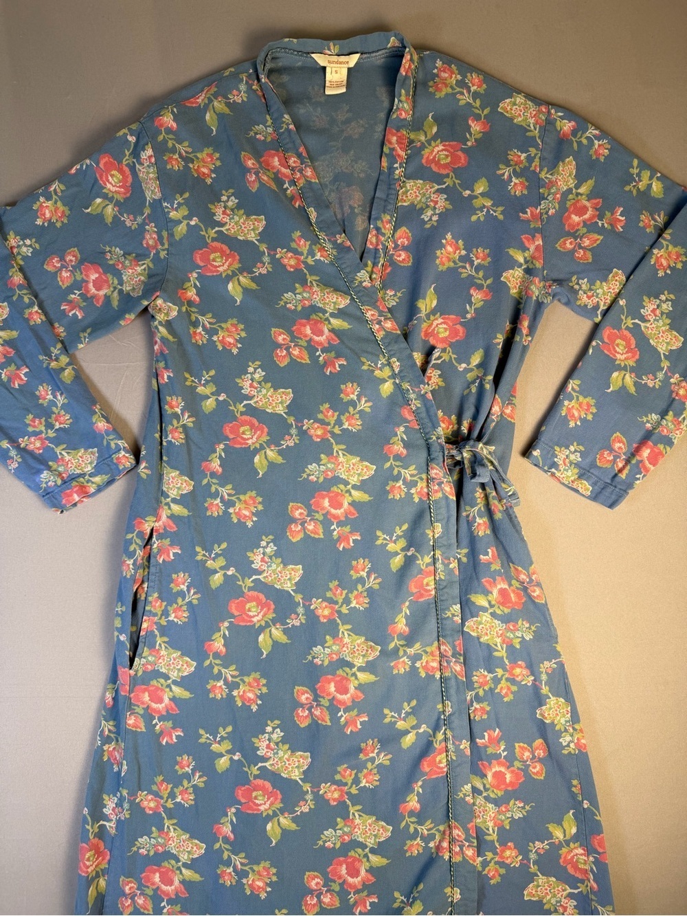 Women’s Sundance Size Small Wrap Dress or Duster Floral Print Tie Waist